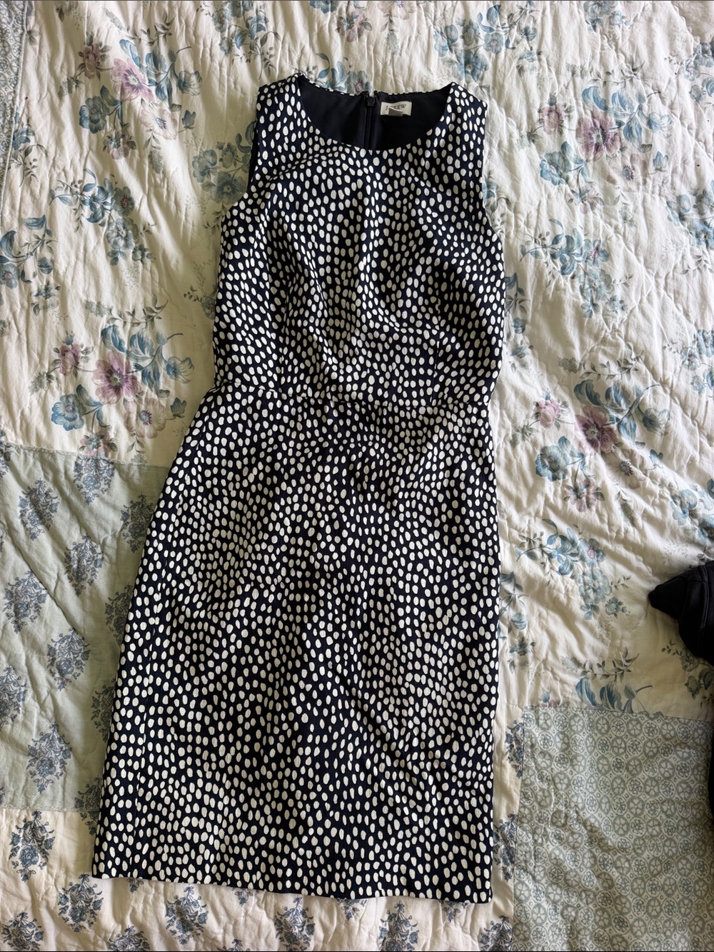 J. Crew Black and White Polka Dot Sleeveless Sheath Dress
